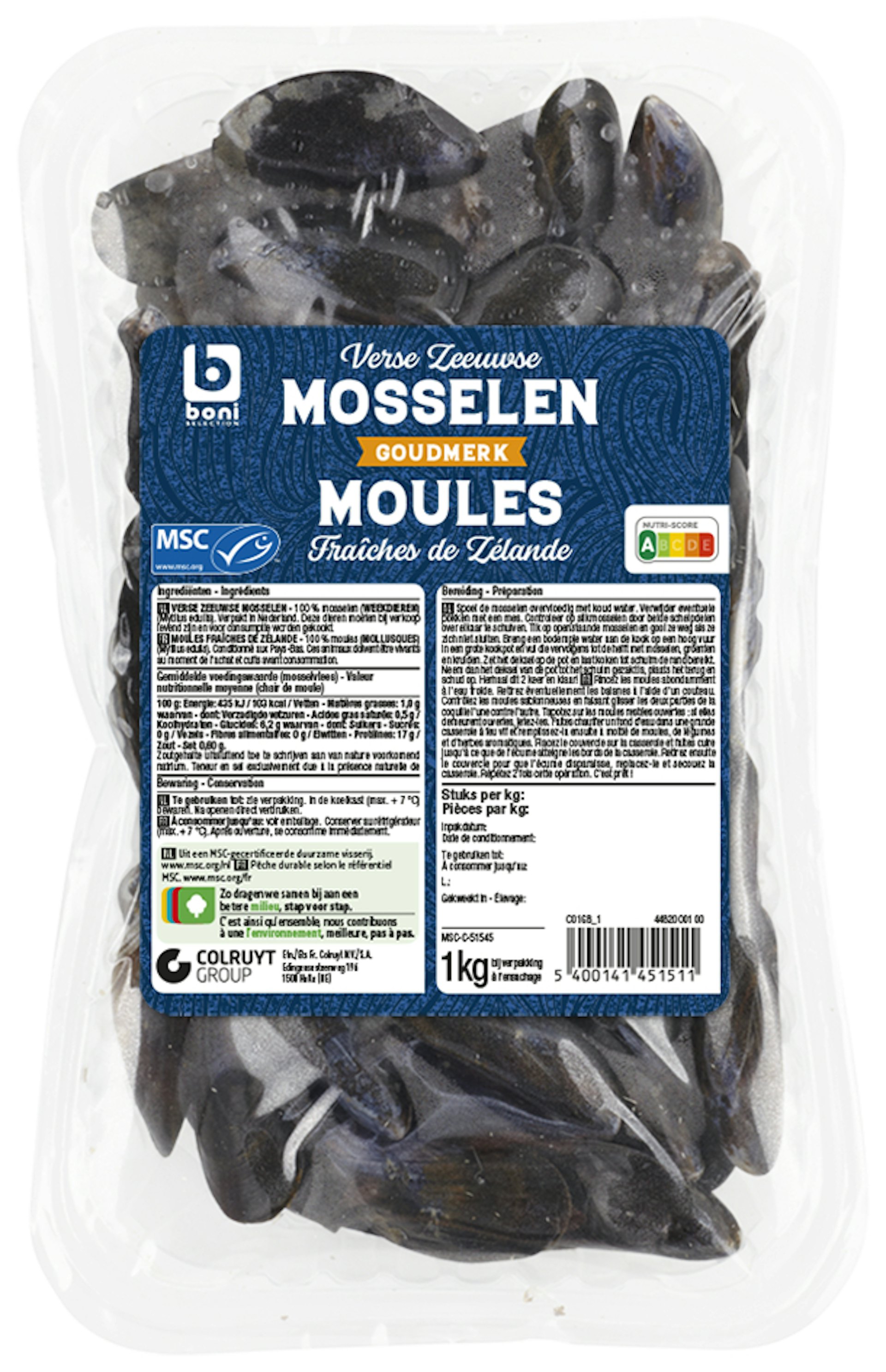 BONI Zeeuwse mosselen Goudmerk MSC 1kg