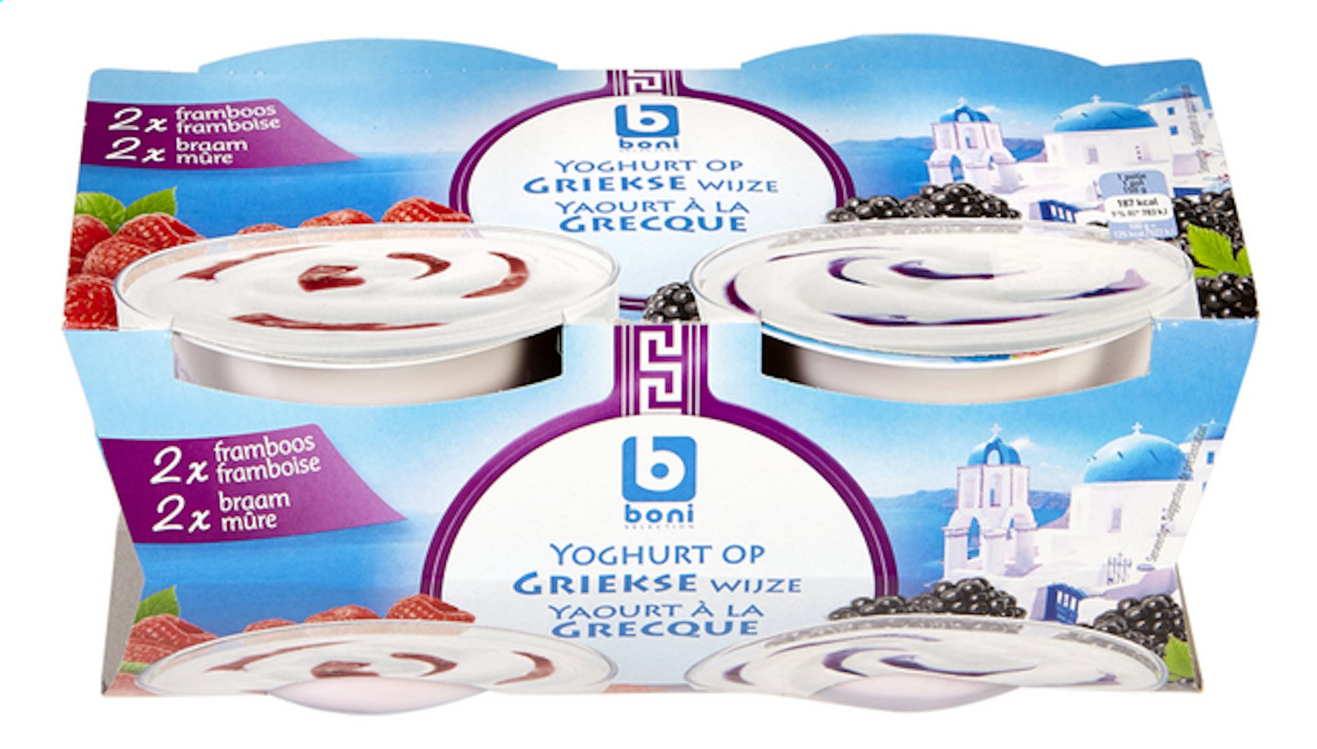 BONI Griekse yoghurt framb/braam 4x150g