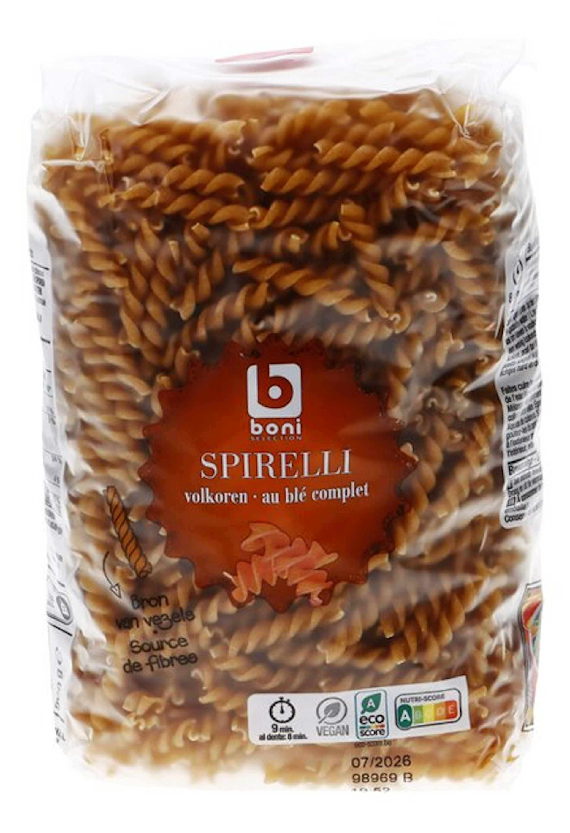 BONI spirelli volkoren 500g