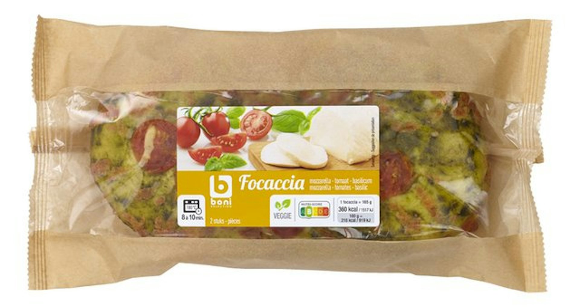 BONI Focaccia tomaat basilicum 2x165g