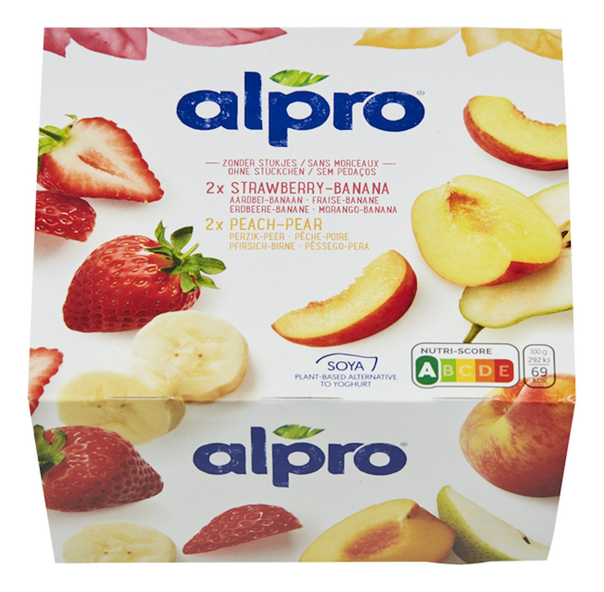 ALPRO aardbei-banaan/peer-perzik 4x125g