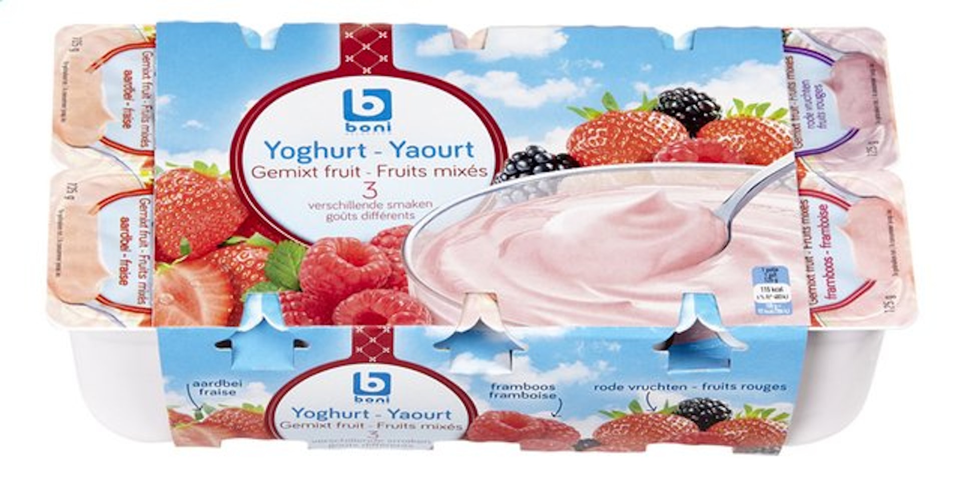 BONI yoghurt gemixt fruit 3smaken 8x125g