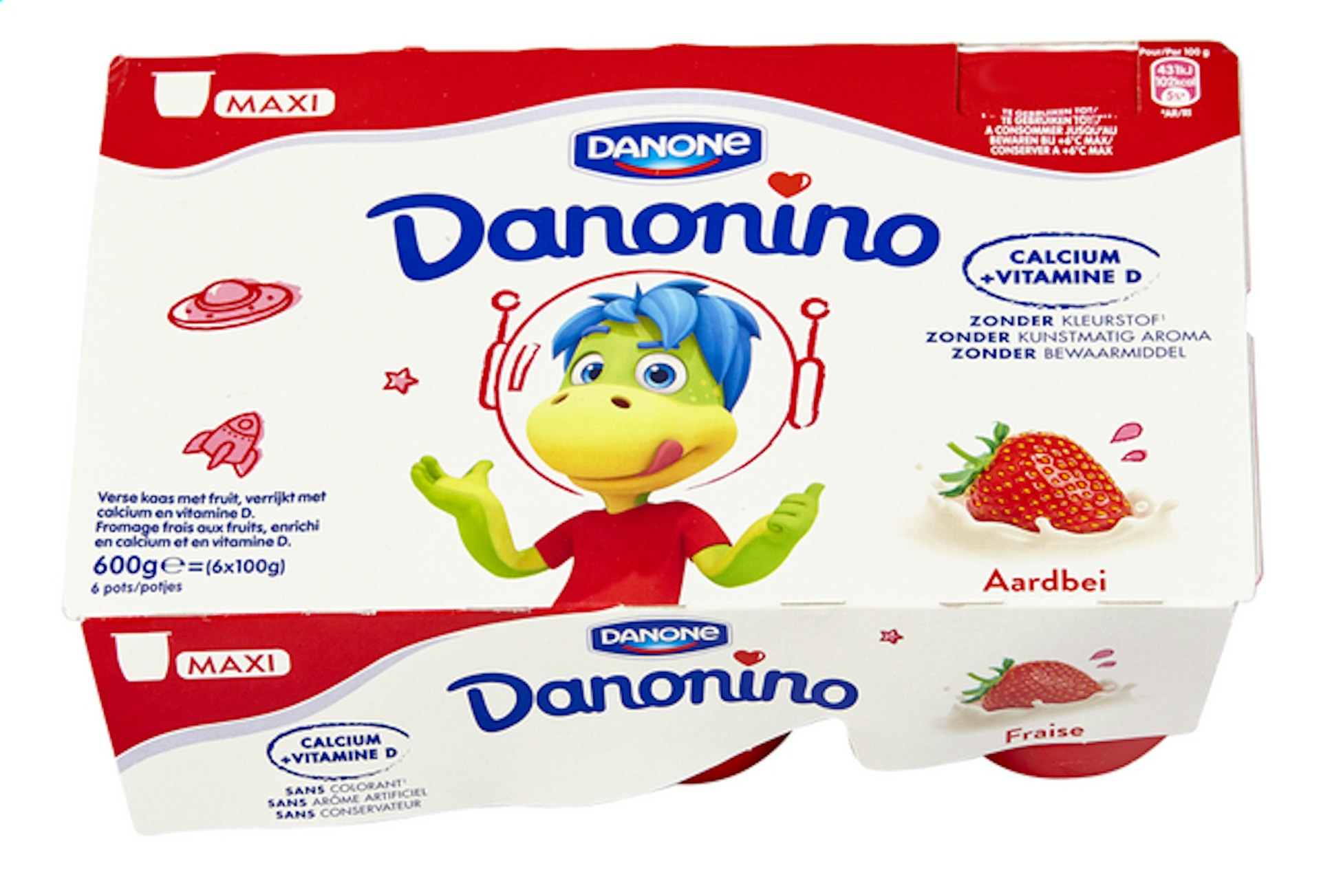 DANONINO aardbei 6x100g