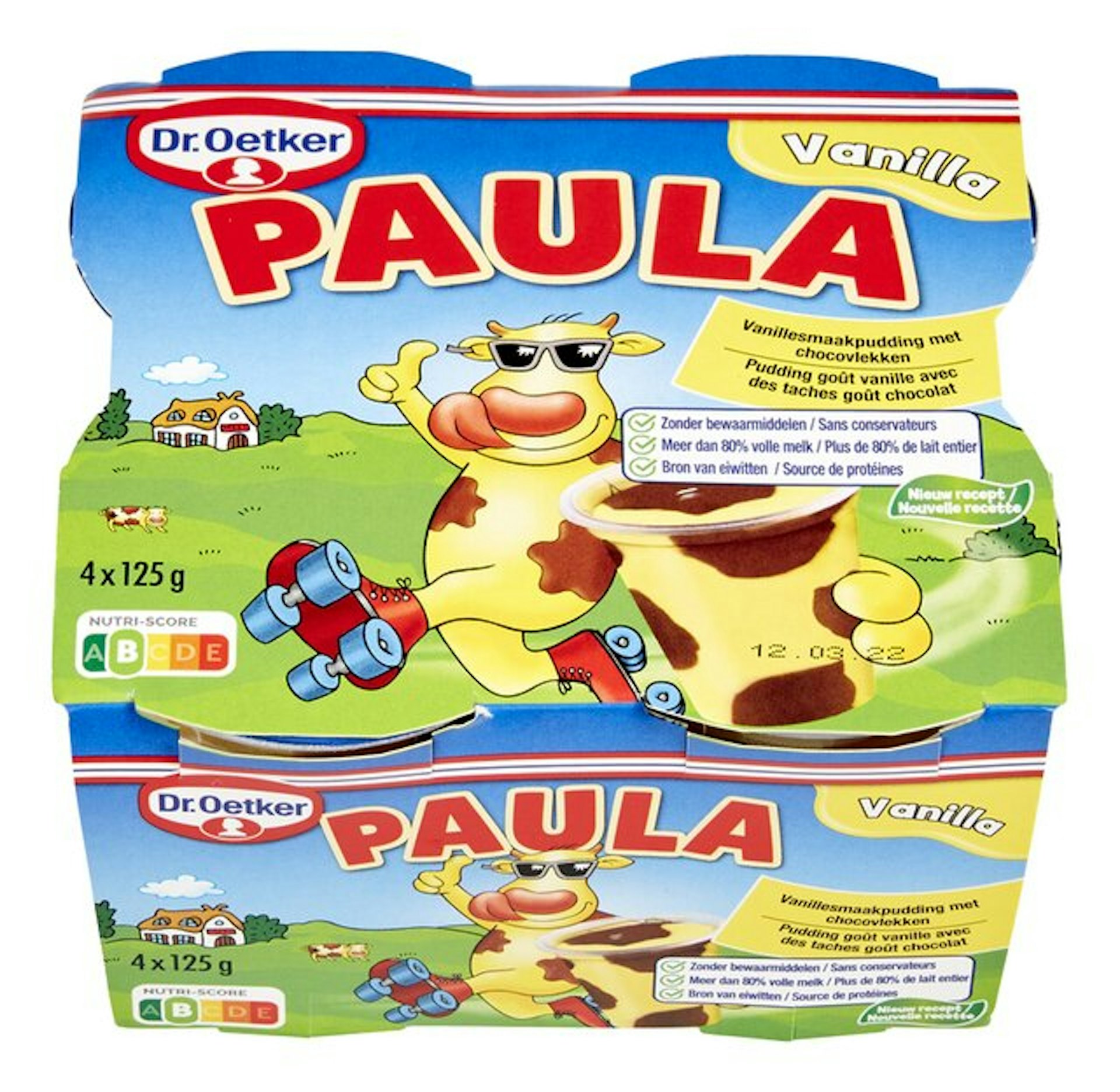 PAULA pudding vanille-chocolade 4x125g